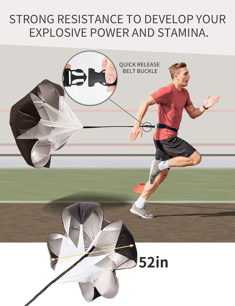 GHB Soccer Agility Training Equipment, 6 Agility Poles, 20ft Speed Ladder, 12 Disc Cones, Resistance Parachute, Jump Rope, 5 Resistance Bands, Soccer Training Poles for Speed Agility Training - Image 4